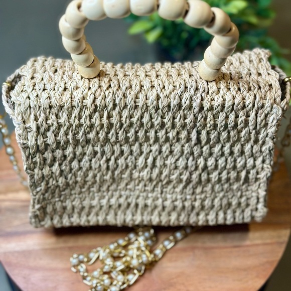 Handcrafted Tan Woven Bag with Heart Accent - Picture 3 of 3